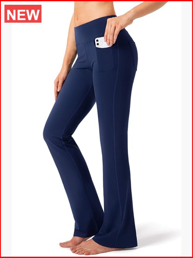High Waist Bootcut Yoga Pants With Pockets, Flare Dress Pants, 34 Inseam
